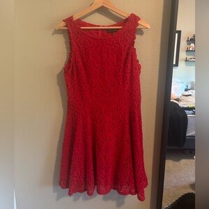 Red Floral Lace Mini Dress